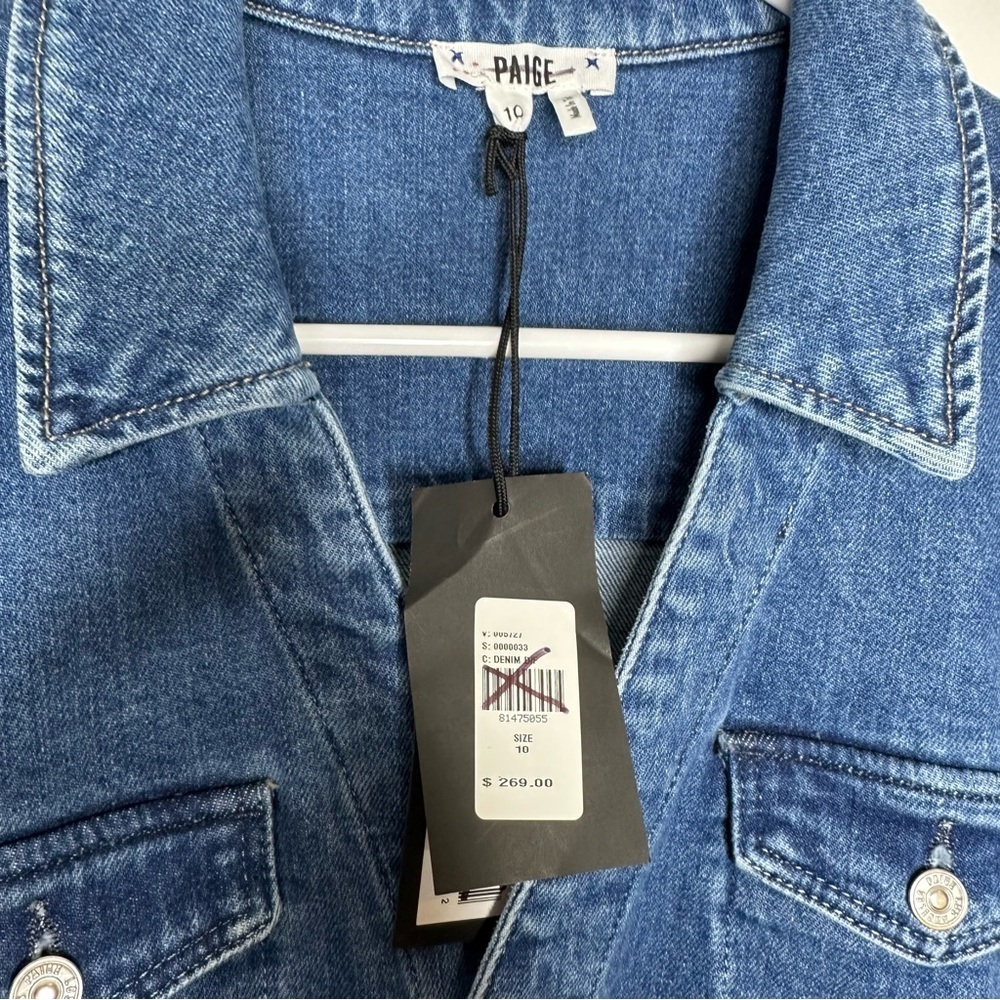 NWT Paige Mayslie Long Sleeve Denim Shirt Dress Size 10 Retail $269 - Picture 7 of 10